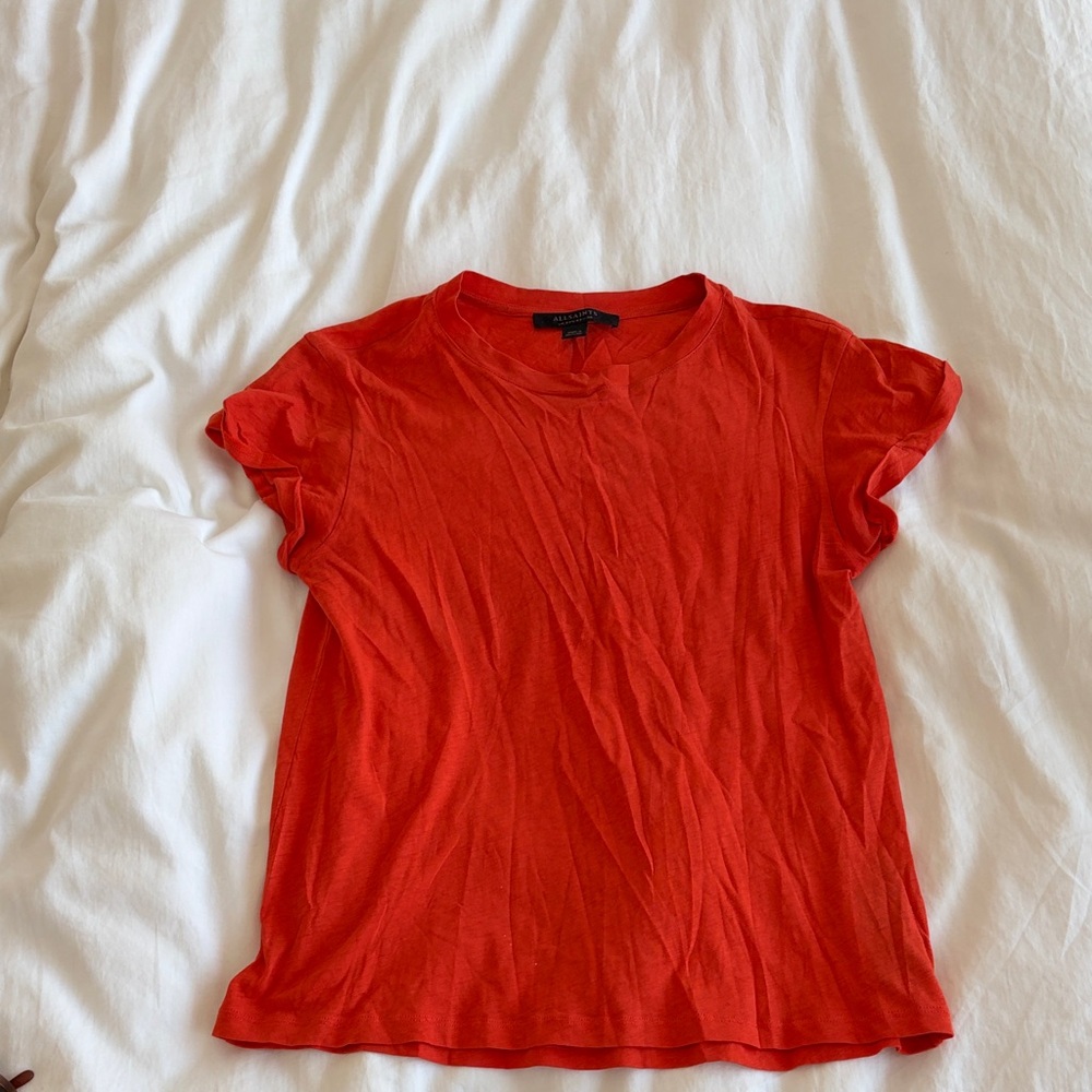 All Saints Red Crewneck Tee